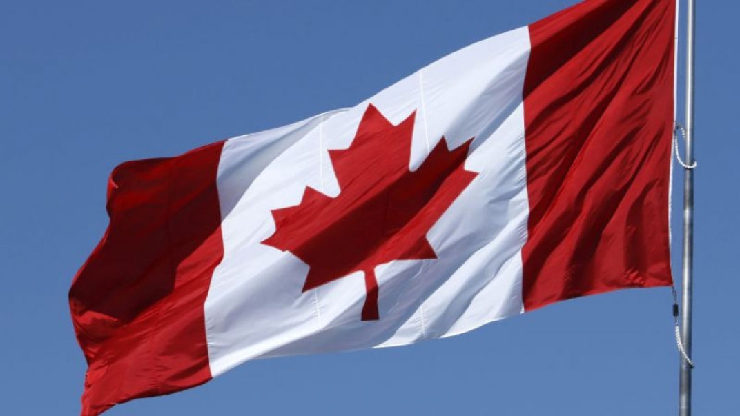 Canada flag flapping in the wind