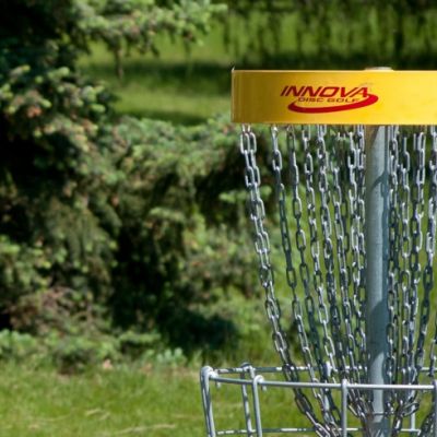 frisbee going into disc golf point