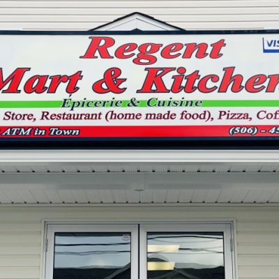 the regent mart & kitchen building sign